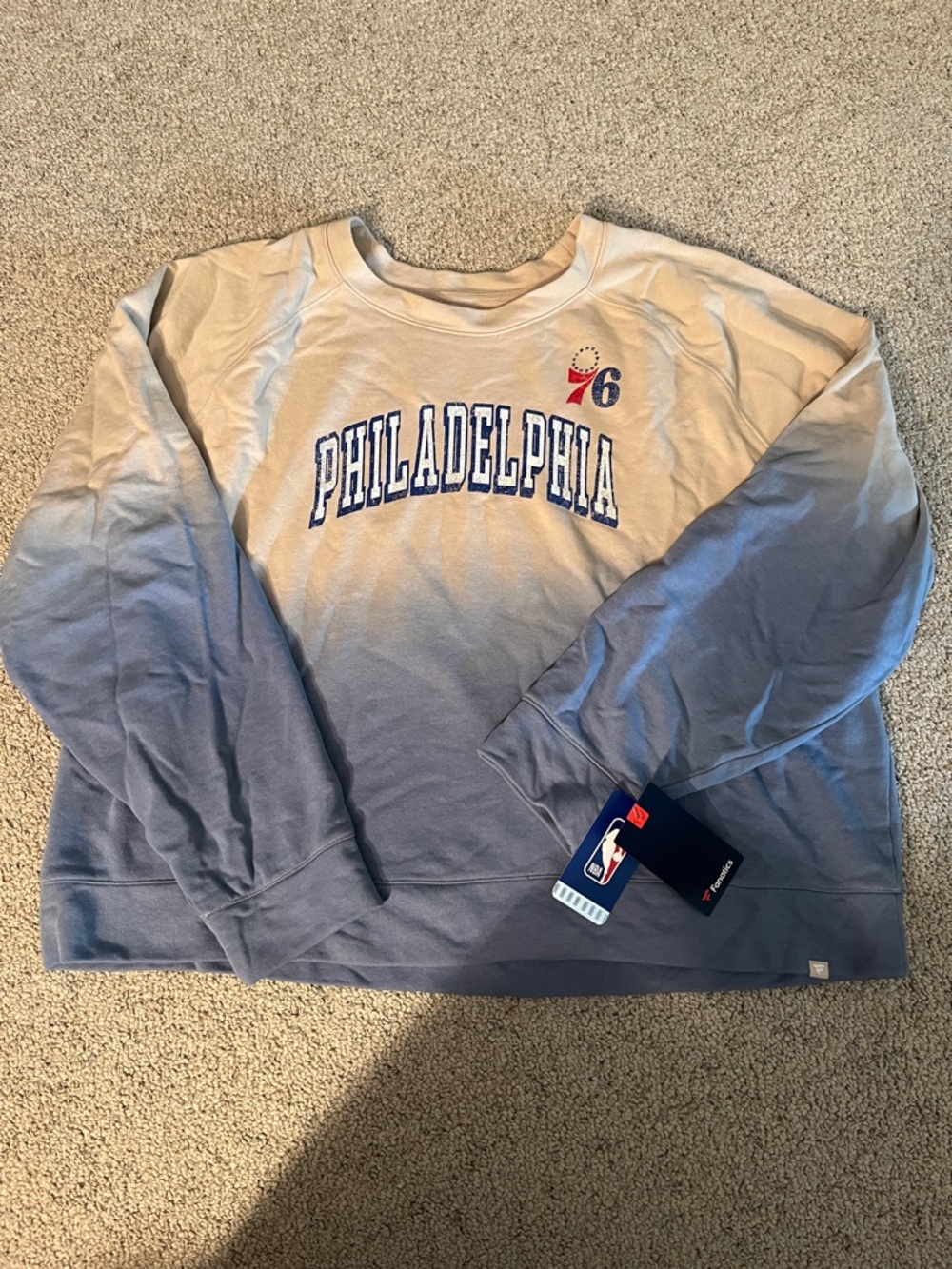 Fanatics Philadelphia Ombre Crewneck Sweatshirt - Light Blue/Cream